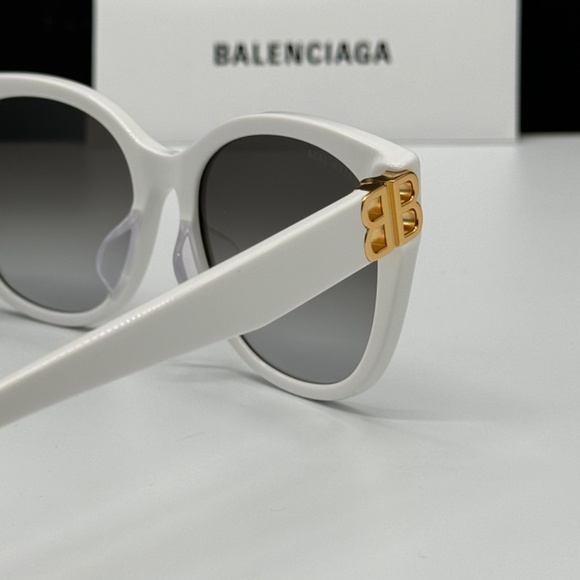 NEW BB0103SA 006 BALENCIAGA WHITE GREY WOMEN BALENCIAGA SUNGLASSES - Picture 8 of 11